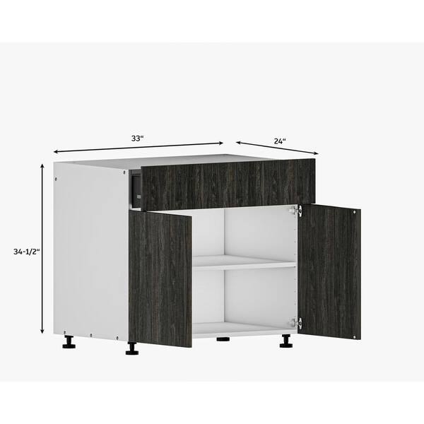 Ready To Assemble 33 in. x 34-1/2 in. x 24 in. Sink Base Cabinet in Carbon Marine Wood Ready To Assemble 33 in. x 34-1/2 in. x 24 in. Sink Base Cabinet in Carbon Marine Wood