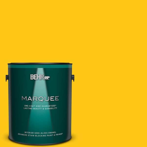 BEHR MARQUEE 1 gal. #P300-7 Unmellow Yellow Semi-Gloss Enamel Interior Paint & Primer