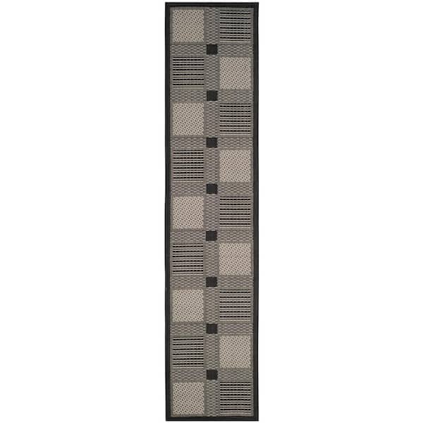 SAFAVIEH Courtyard Black/Sand 2 ft. x 10 ft. Border Indoor/Outdoor Patio  Runner Rug