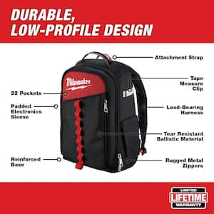 14 in. Low Profile Backpack with 12 in. Zipper Tool Bag in Multi-Color (3-Pack)