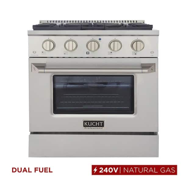 30 in. 4.2 cu. ft. Dual Fuel Range with Gas Stove and Electric Oven with Convection Oven in. Stainless Steel
