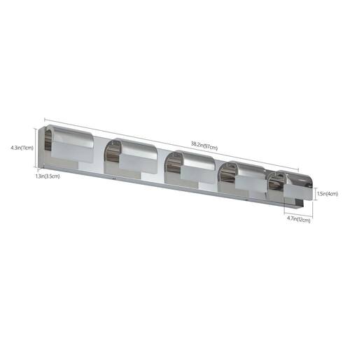 38 in. 5-Lights Chrome Led Vanity Light Bar with Moisture-Proof and Energy Saving Home