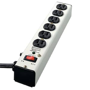 6 ft. 6-Outlet Surge Protector Strip Computer Grade with Lighted On/Off Switch, White