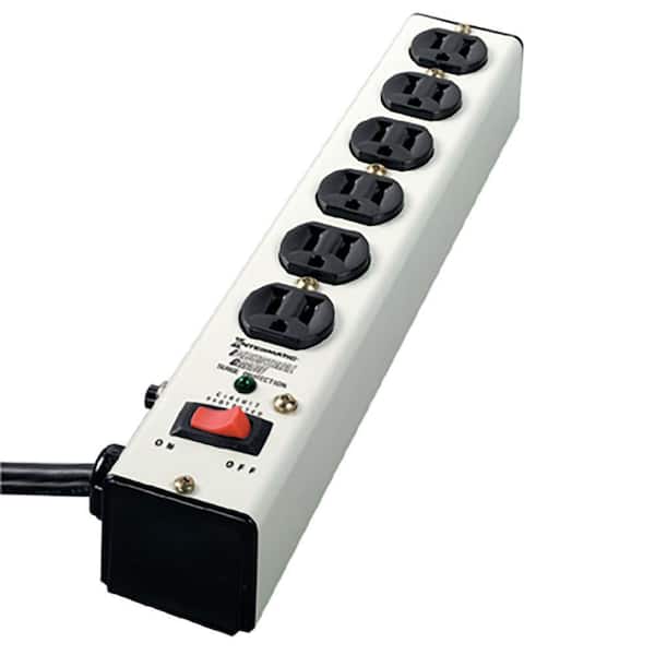 Intermatic 6 ft. 6-Outlet Surge Protector Strip Computer Grade with Lighted On/Off Switch, White