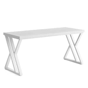 55 in. White Rectangular Simple Computer Desk Writing Table for Home Office