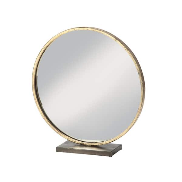 TRIPAR INTERNATIONAL, INC. 17 in. x 16 in. Glam Round Framed Gold Standing Mirror