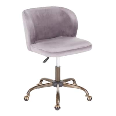 Fran Antique Silver Velvet Adjustable Task Chair