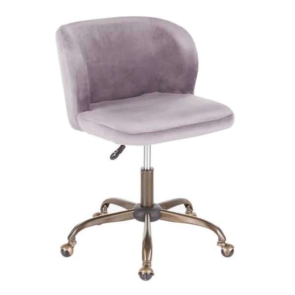 Lumisource Fran Antique Silver Velvet Adjustable Task Chair