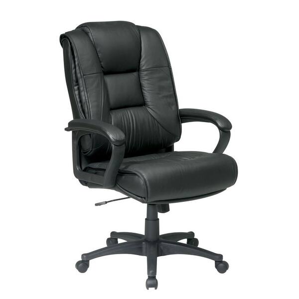 Office Star Products Black Leather High Back Office Chair
