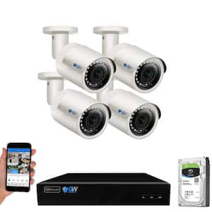 8-Channel 5MP 1TB NVR Security Camera System with 4 Wired Bullet Cameras 2.8 mm Fixed Lens Built-In Mic Human Detection