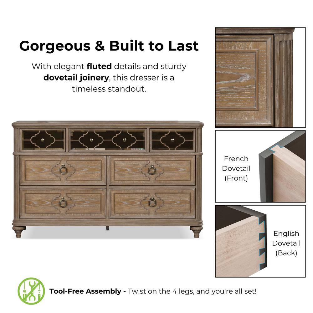 Rustic Oak 64" Farmhouse Dresser with Felt Lined Drawers