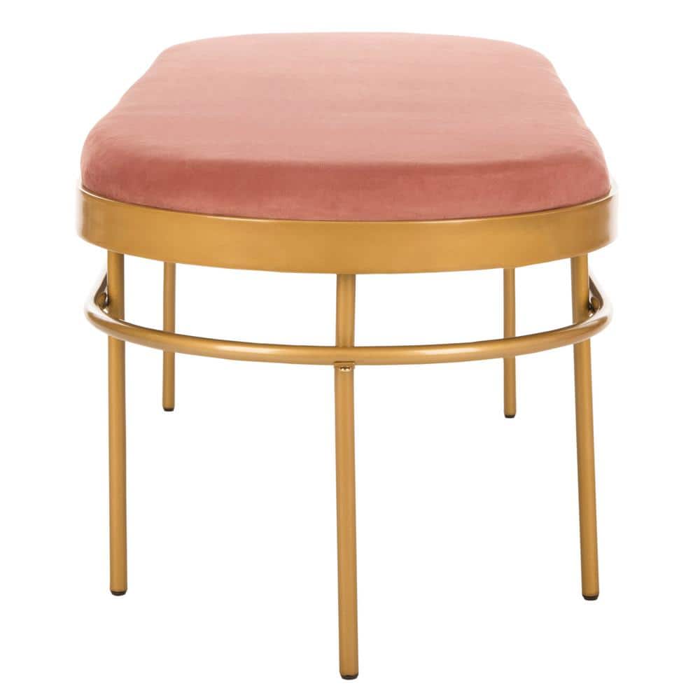 Sylva Dusty Rose Velvet Oval Bench with Gold Metallic Finish