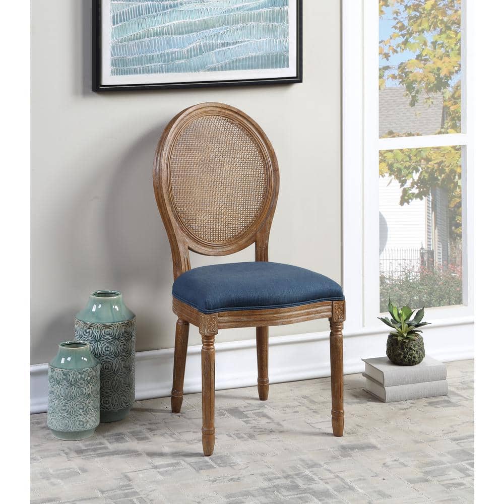 Azure Blue Stella Oval Wood Back Accent Chair