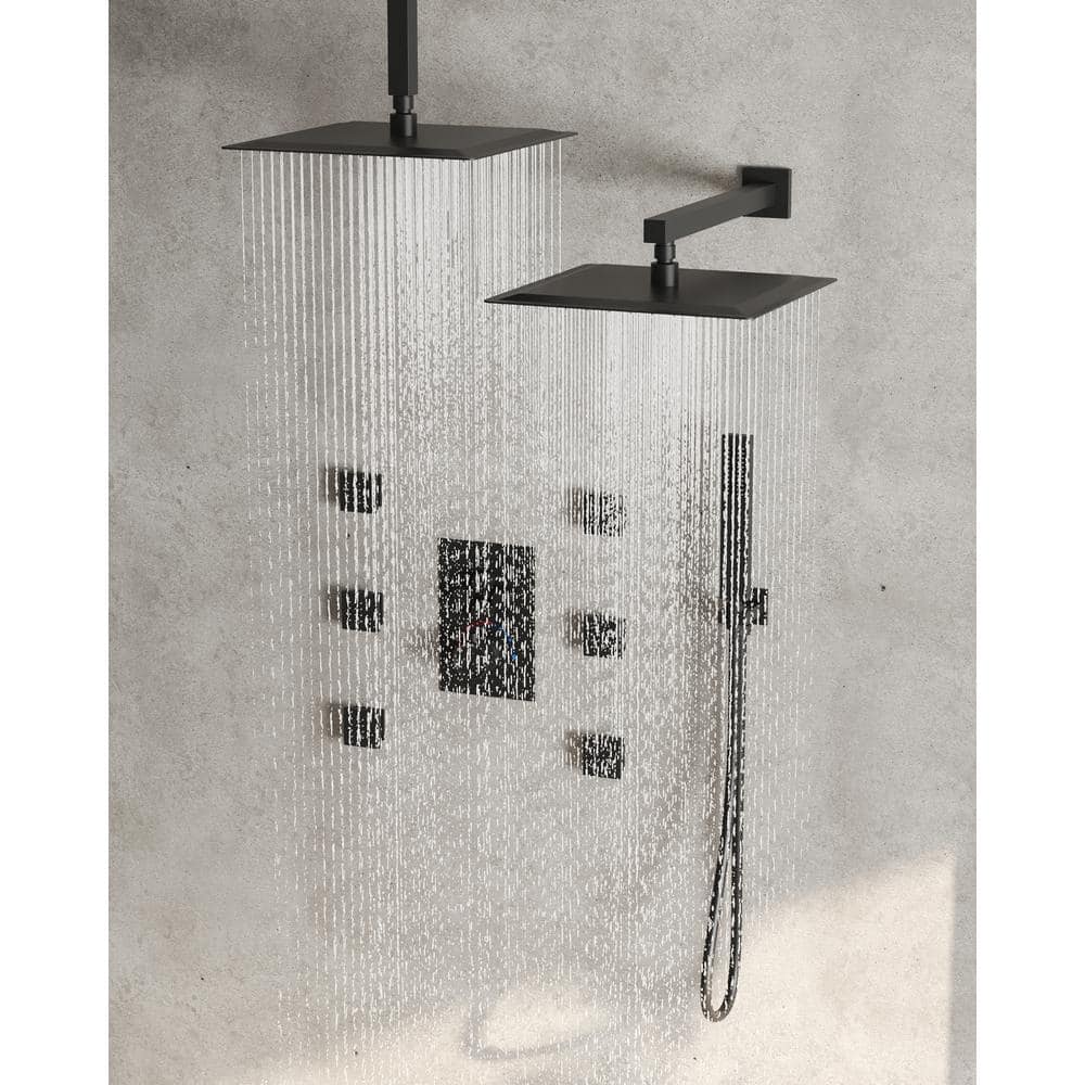 DualJetSpa 12" Gold Dual Shower Head with Body Jets
