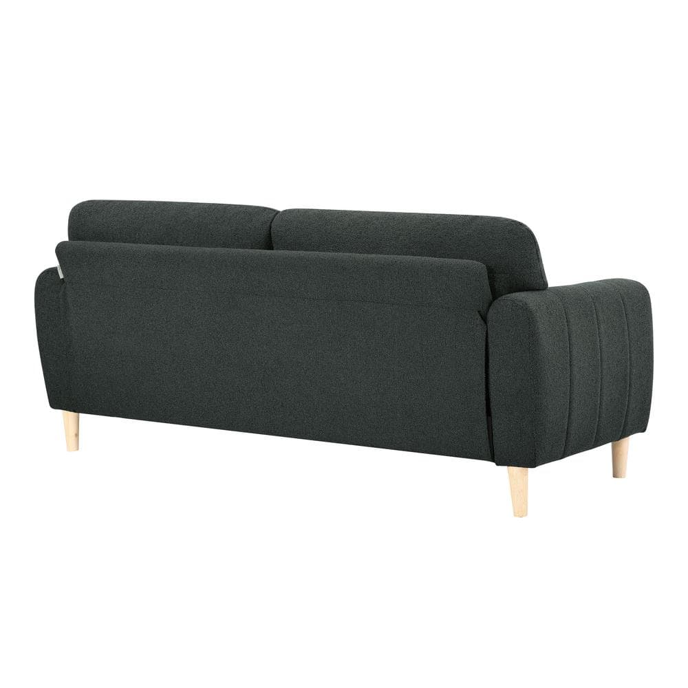 Charcoal Gray Tufted Faux Leather Lawson Sofa with Wood Legs