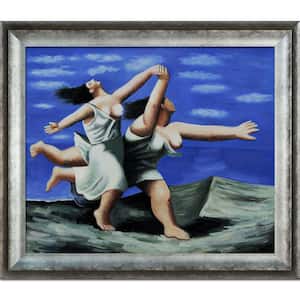 Two Women Running on Beach (Race) by Pablo Picasso Athenian Silver Framed People Oil Painting Art Print 25 in. x 29 in.