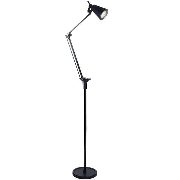 Black Led Adjustable Floor Lamp, Gooseneck Floor Lamp Home Depot