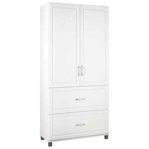 74 in. H x 36 in. W x 15 in. D Trailwinds White 2-Door/2-Drawer Freestanding Storage Cabinet