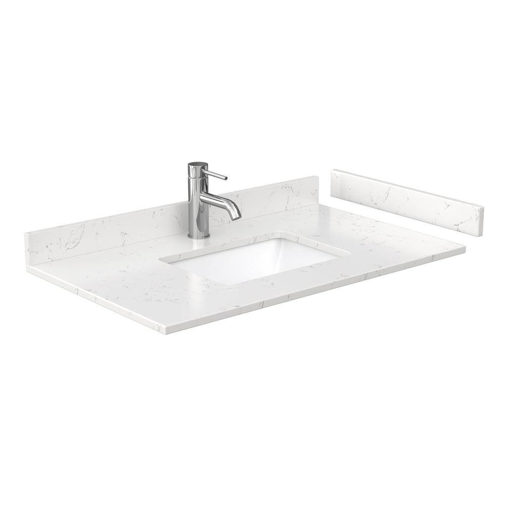 Elan 36'' Tan Oak Single Bathroom Vanity with Carrara Marble Top