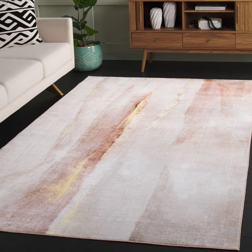 Santa Monica 6 ft. x 9 ft. Beige/Gold Abstract Soft Luxe Washable Area Rug price history on PriceWatchPro
