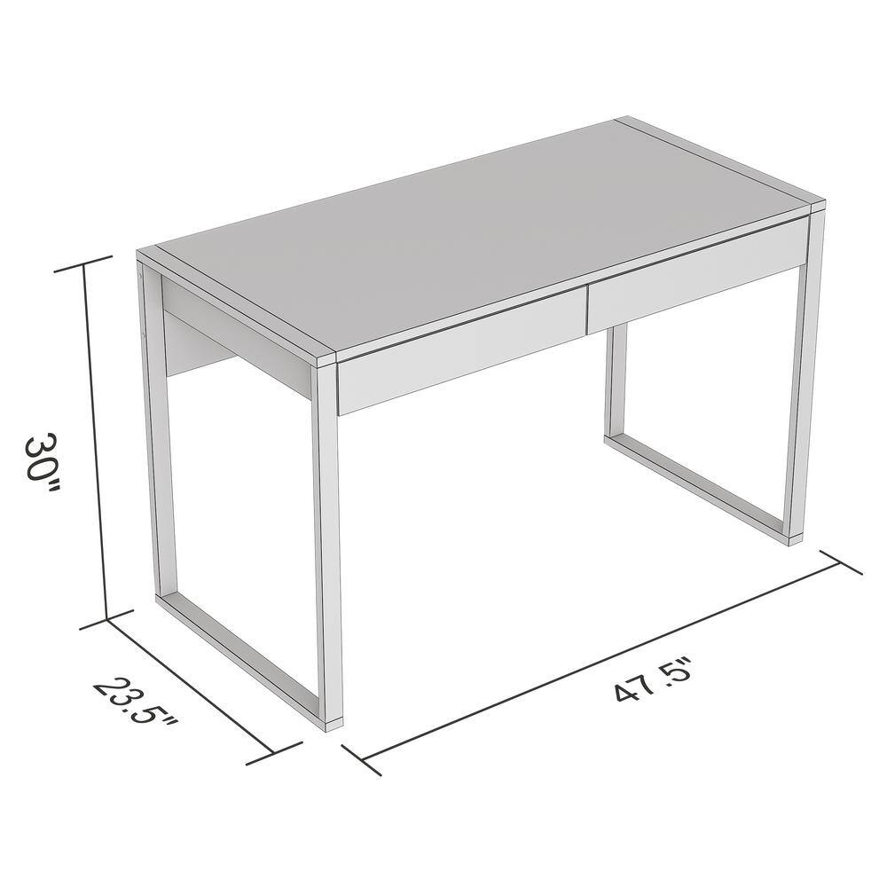 Safdie & Co. 47"L 2-Drawers Black Metal Computer Desk in Dark Taupe