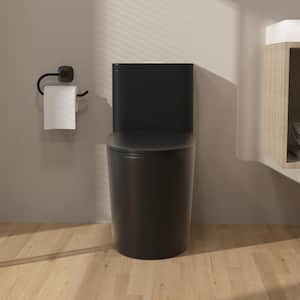 One-piece 1.1 GPF/1.6 GPF Dual Flush Elongated Toilet in Black Slow-Close, Seat Included