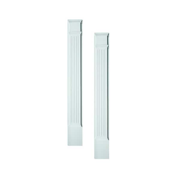 Fypon 1-5/8 in. x 5-1/4 in. x 82 in. Primed Polyurethane Fluted Pilaster Moulding with Plinth Block