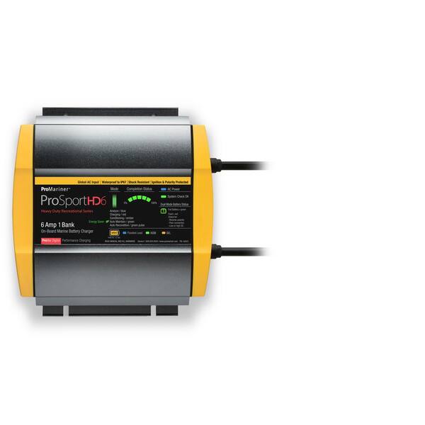 Promariner ProSportHD 6 Amp DC On-Board Waterproof Battery Charger, 1 Bank