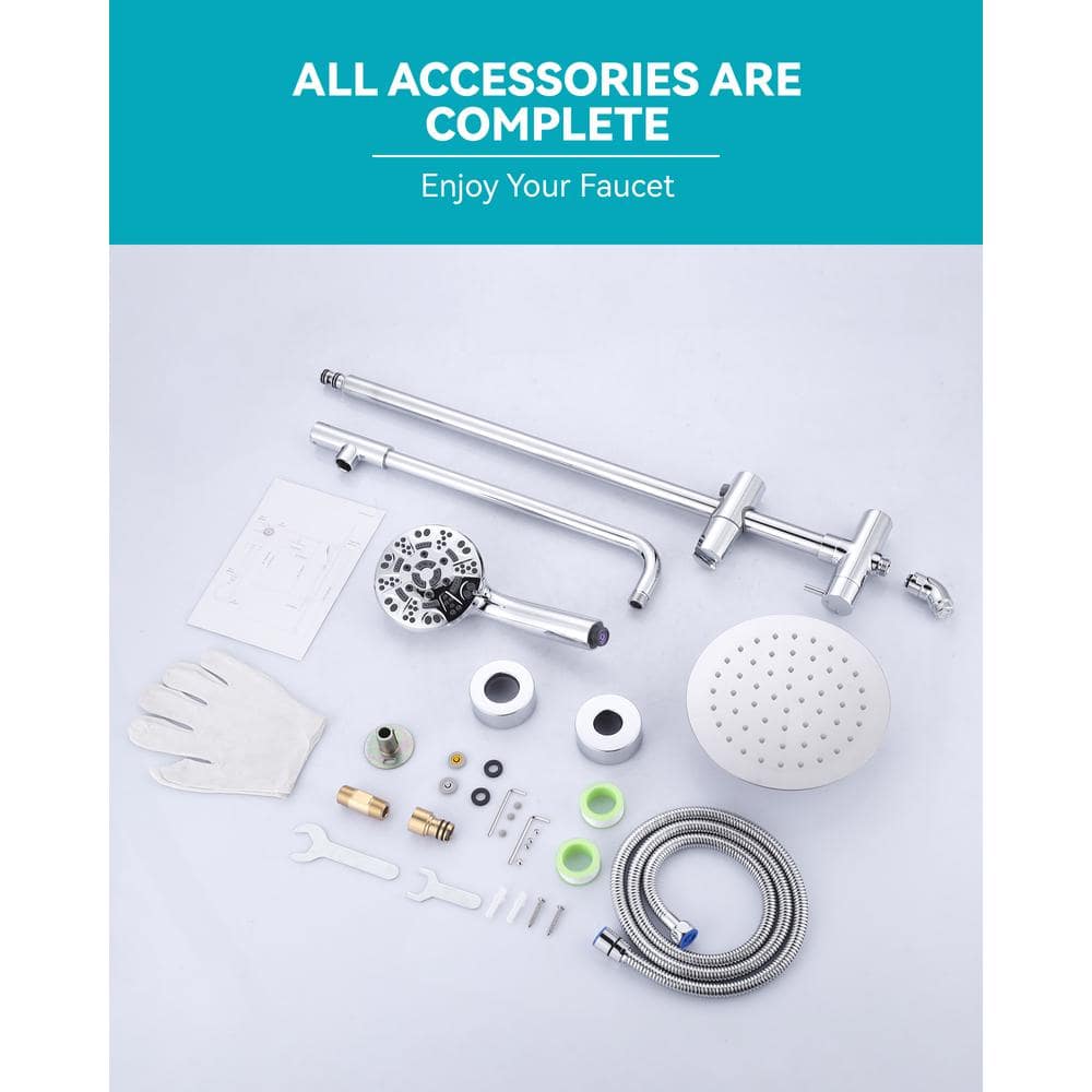 Polished Chrome 7-Spray Multifunction Wall Bar Shower Kit