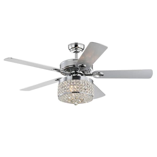 Warehouse of Tiffany Canohr 52 in. Indoor Chrome Finsh Remote Controlled Ceiling Fan with Light Kit