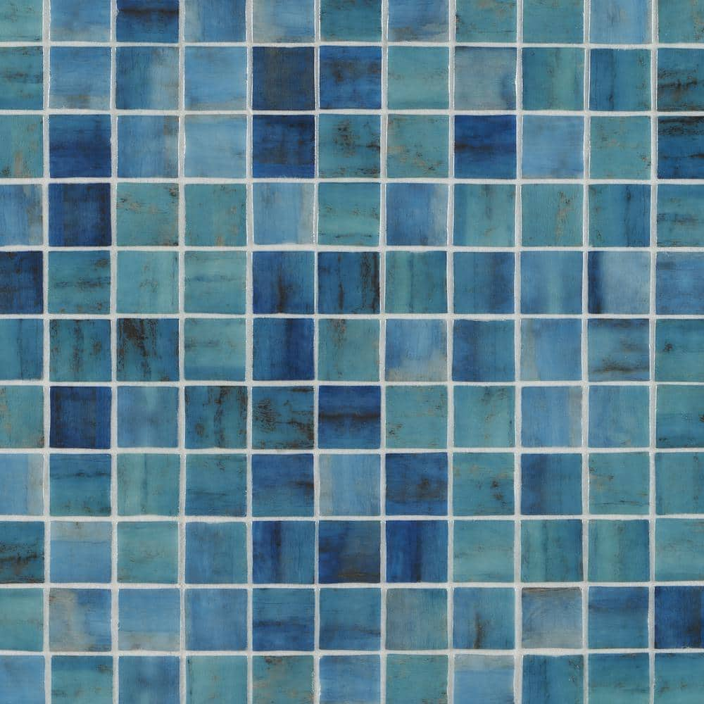 Swim Barrier Reef Blue 2x2 Glass Polished Mosaic Tile