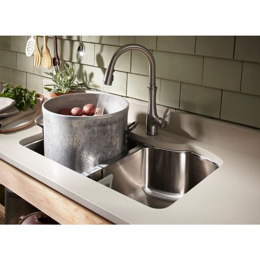 Vibrant Stainless Steel Pull-Down Kitchen Faucet with Spray