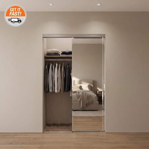 Beveled Edge Mirror Solid Core Chrome PlyCor Interior Sliding Door