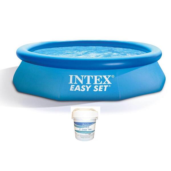 Intex Easy Set 10 ft. x 30 in. Above Ground Round Swimming Pool and Chlorine Tabs