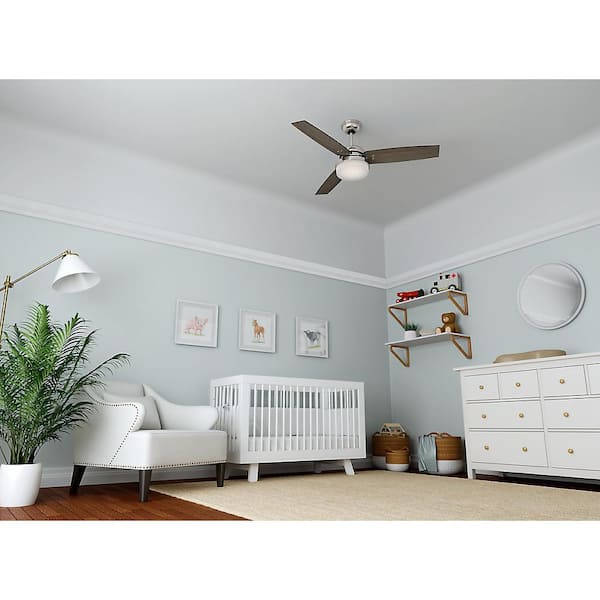 Hunter Sentinel 52 in. LED Indoor Brushed Nickel Ceiling Fan with Light Kit and Universal Remote