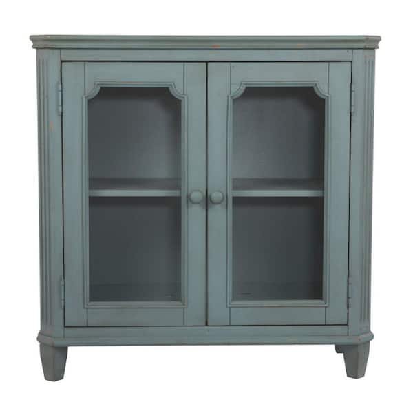 Benjara Vintage Blue Distressed Wooden, Vintage Storage Cabinets