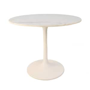 36 in. Enzo White Round Marble Top Dining Table