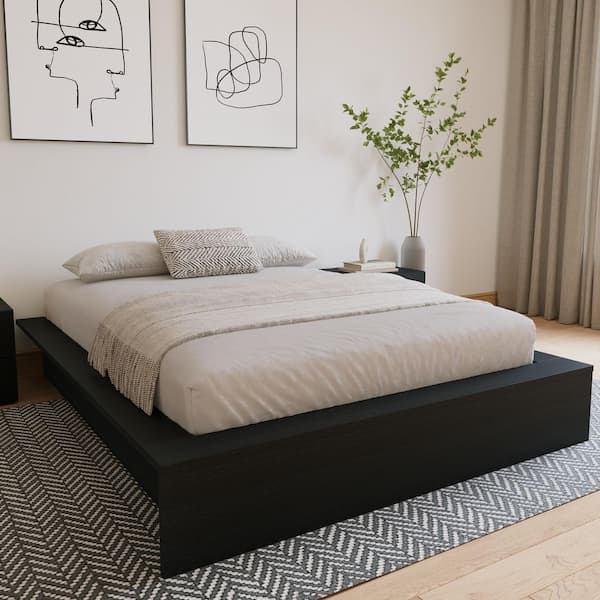 Nexera James Black Engineered Wood Frame Queen Size Platform Bed