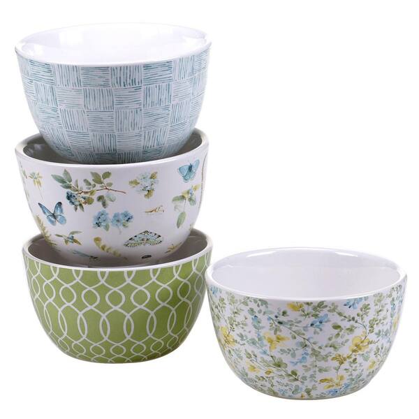 Unbranded Greenhouse Blue and Green Patterned Ice Cream and Cereal Bowl (Set of 4)