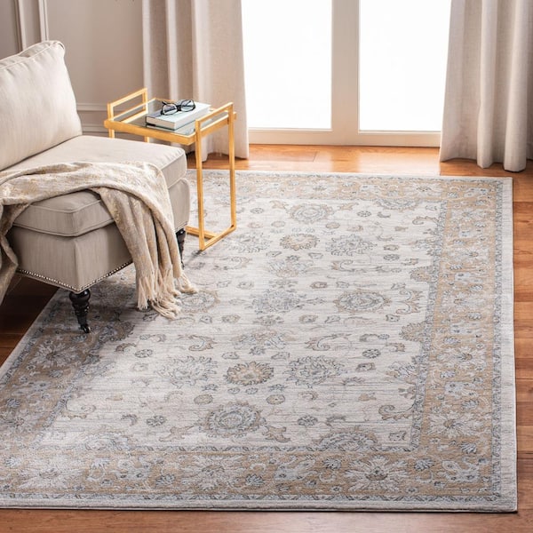 Isabella Cream/Beige 8 ft. x 10 ft. Speckled Floral Border Area Rug