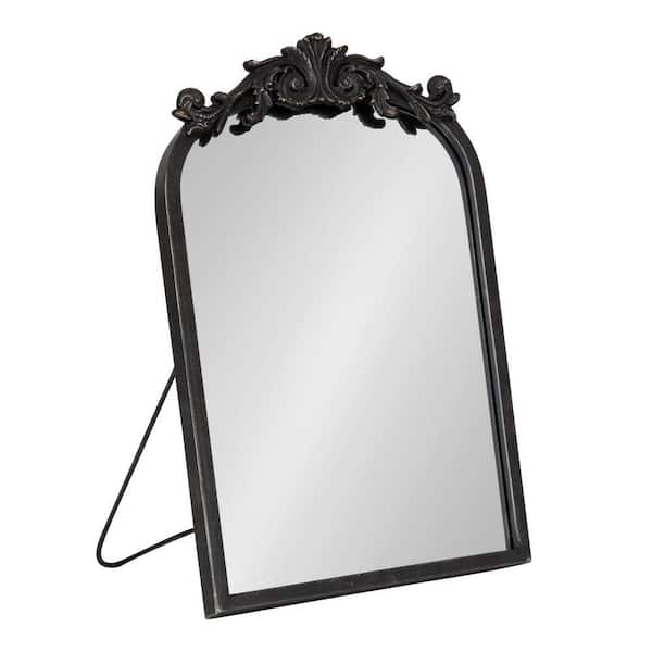 Kate and Laurel Arendahl 12.00 in. W x 18.00 in. H Arch Metal Black Framed Industrial Tabletop Mirror