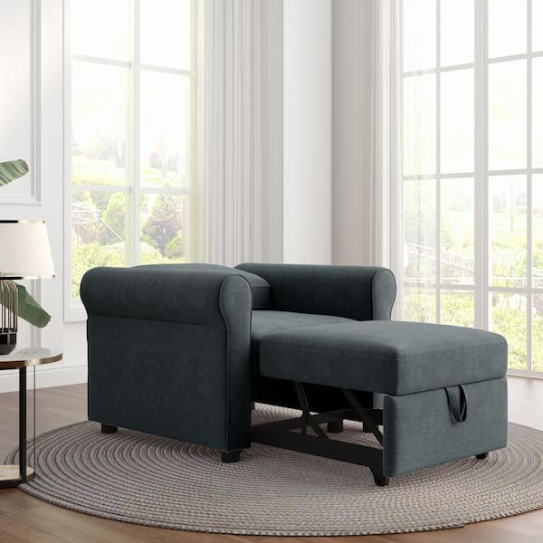 Harper & Bright Designs 2-in-1 Dark Blue Linen Sofa Bed Chair, Convertible  Sleeper Chair Bed PP282398AAD - The Home Depot