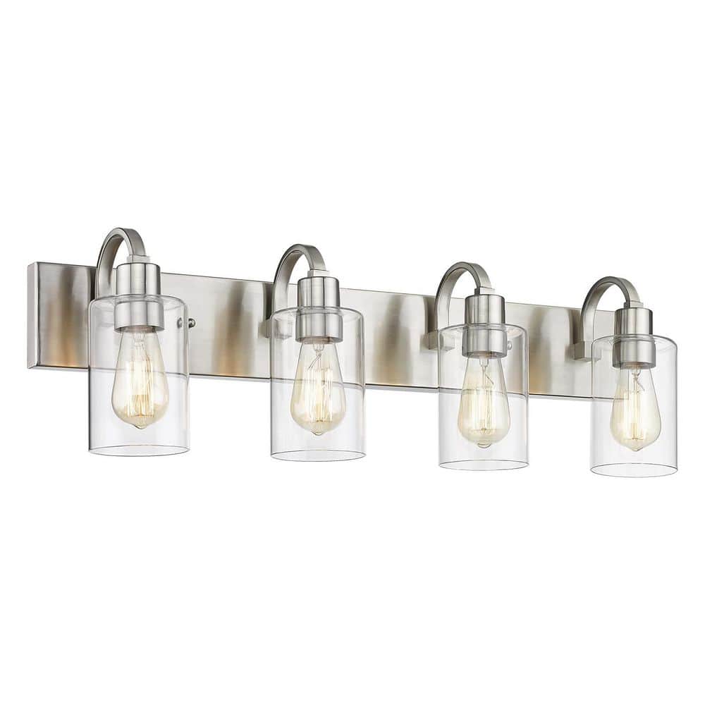 30 in. 4-Light Brushed Nickel Vanity Light with Clear Glass Shade price history on PriceWatchPro