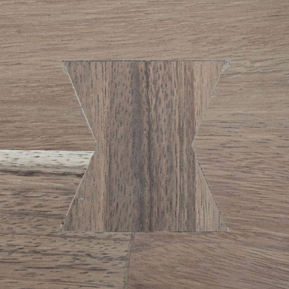 Umey Natural Brown Wood and Metal Chairside Table with Storage