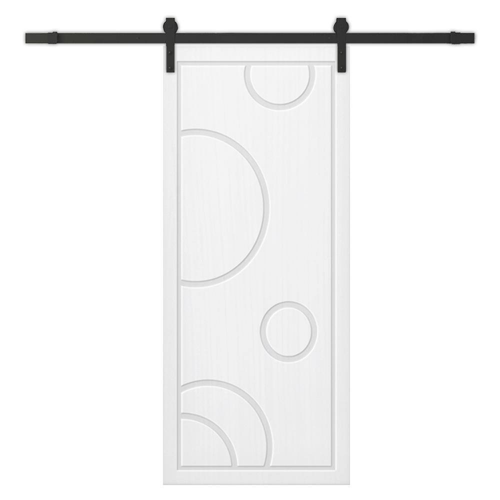 30 in. x 96 in. White Painted Composite MDF Paneled Interior Sliding Barn Door with Hardware Kit price history on PriceWatchPro