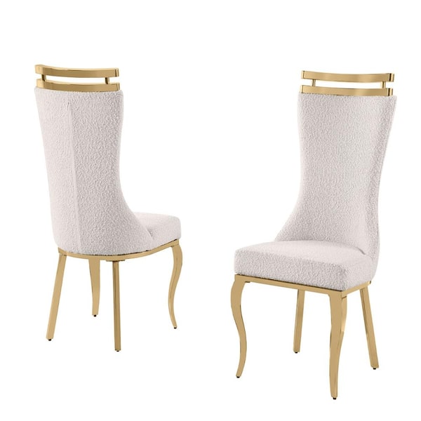 Best Quality Furniture Sama Cream Color Boucle Fabric Side Chair