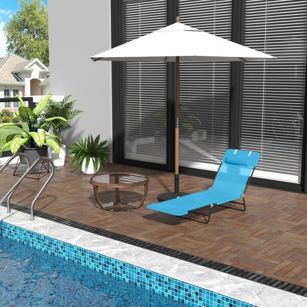 1-Piece 22 in. W x 71.25 in. D x 9.27 in. H Blue Metal Outdoor