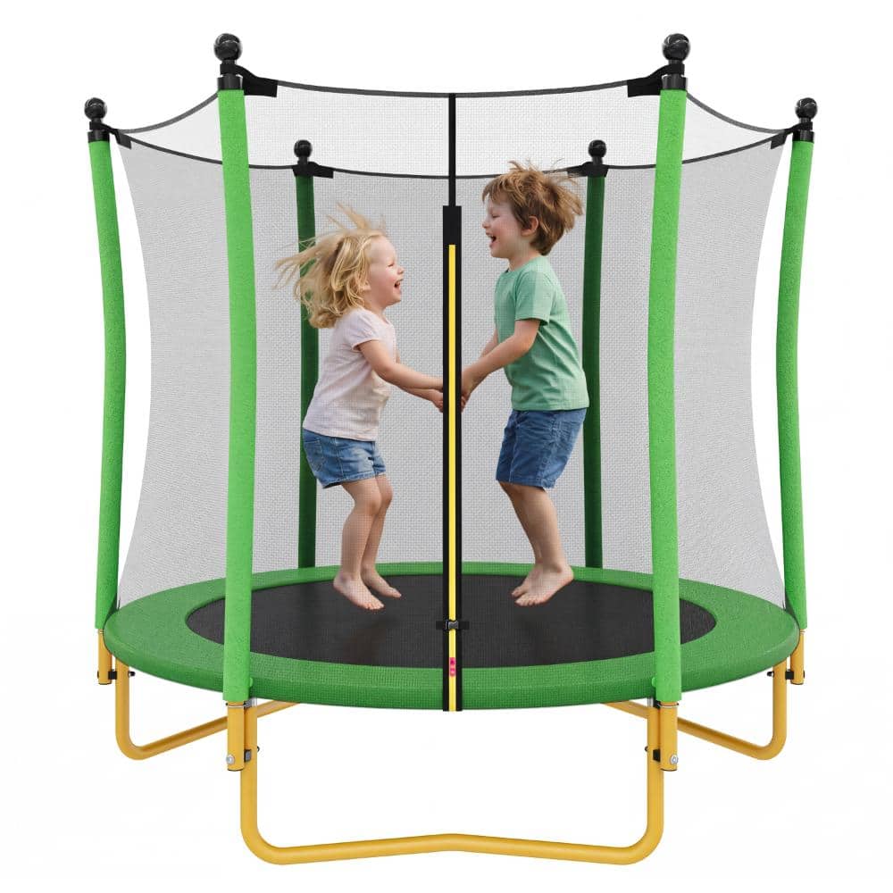 5.5FT Kids Trampoline with Safety Net, U-Shaped Legs, Foam Poles, Indoor Outdoor Toddler Trampoline, Green price history on PriceWatchPro