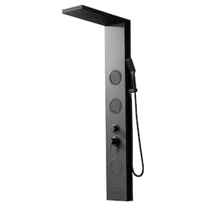 3-Jet Rainfall Shower Panel System with Rainfall Shower Head and Shower Wand in Black