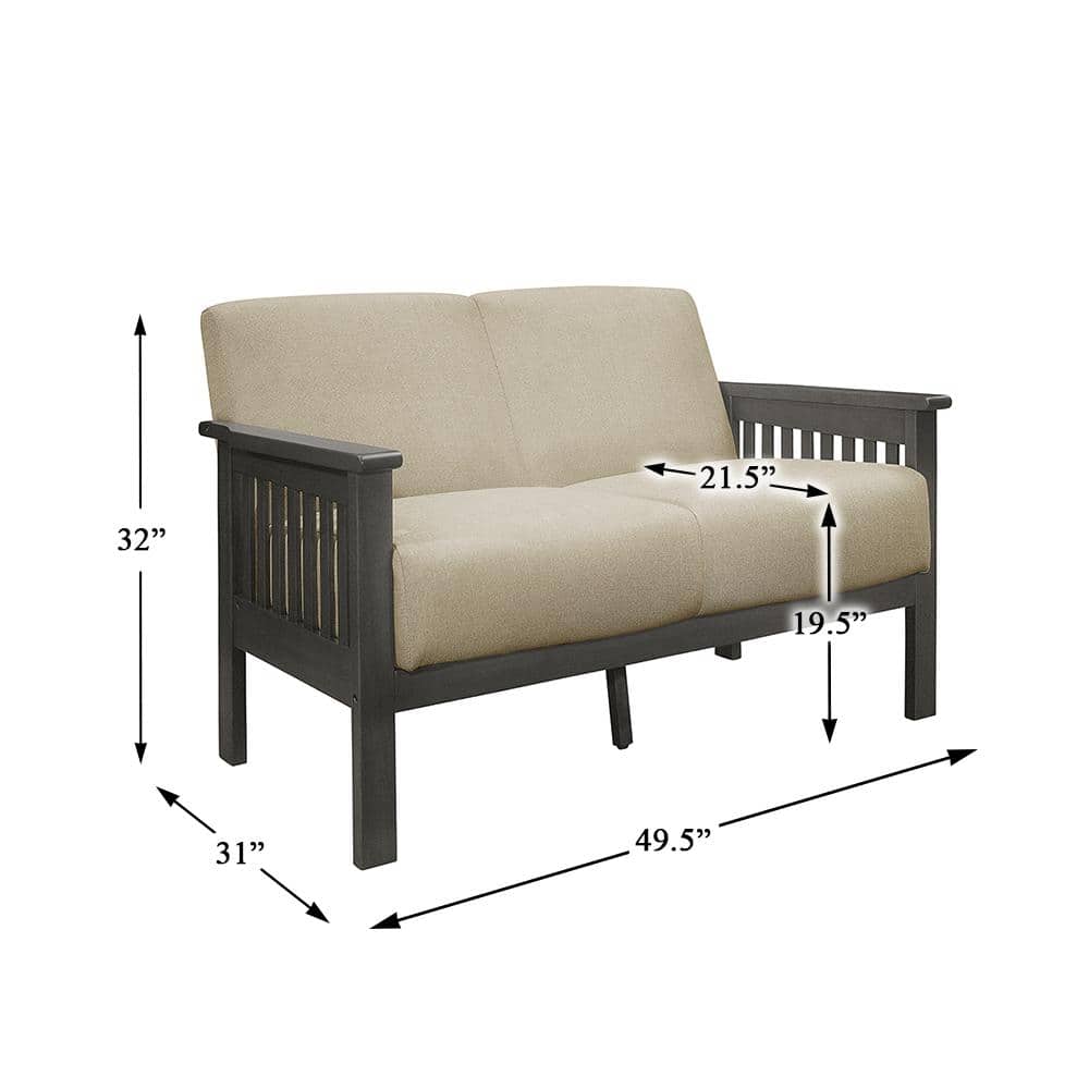 Lewiston Light Brown Fabric Upholstered Loveseat with Wood Frame